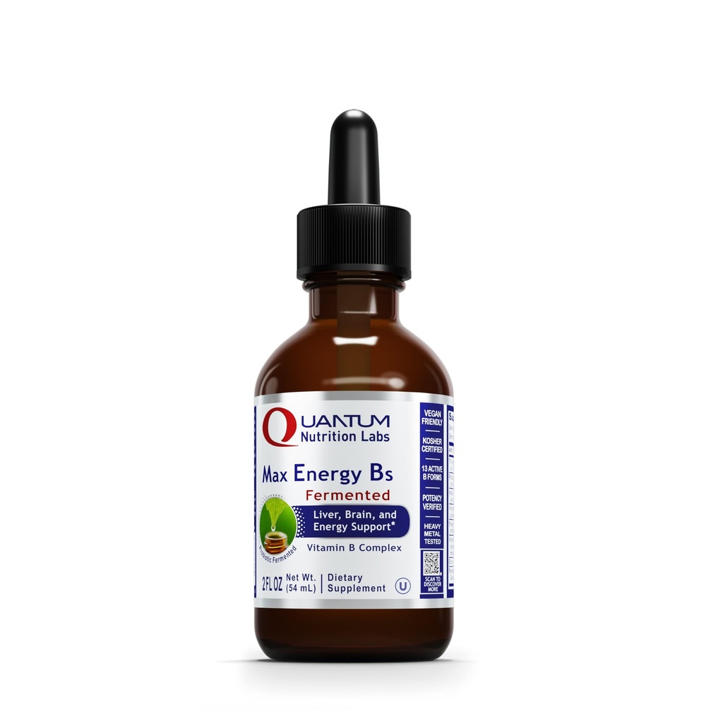 Quantum Nutrition Labs Max Energy B - B-vitamiini Complex Liquid Drops, Organic B-vitamiini täydentää naisille ja miehille, B1-vitamiini, B2-vitamiini, B3, B5, B6-B12-2 Fl Oz