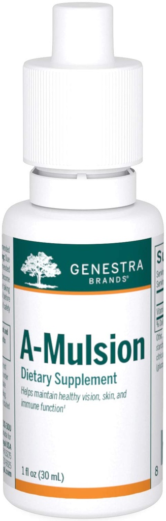 Genestra varumärken A-Mulsion | Vitamin A Liquid för att stödja immunsystem, hud, vision, ben och tänder * 1 Fl Oz | Citrus smak