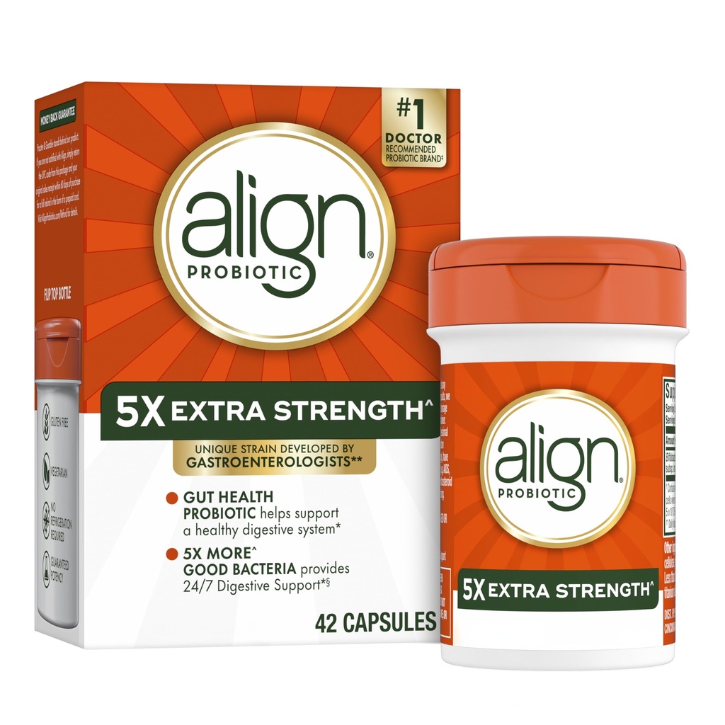 Align Probiotic, Extra Strength, Probiotics for Women and Men, Probiotics for Men, Probiotic Capsules har 5X CFUs, 42 kapslar