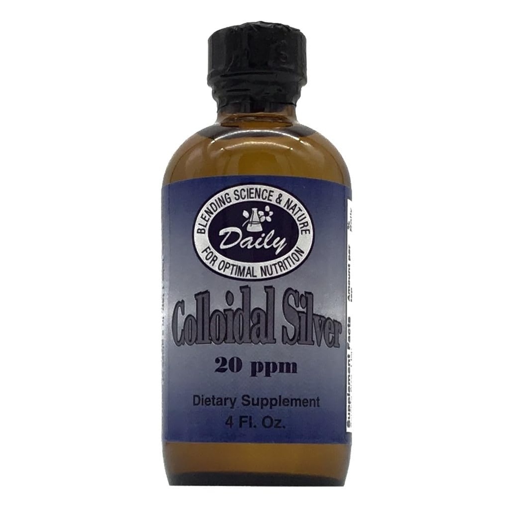 Päivittäinen valmistus Kolloidinen hopea, 20 ppm (elintarvikeluokka) 4 fl oz