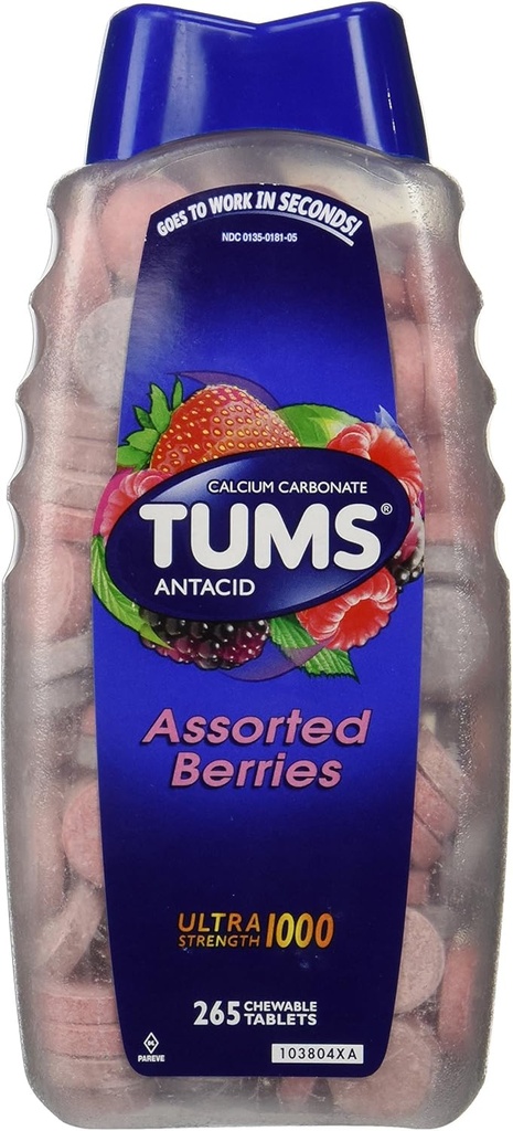 Tums Ultra sorterade bär 265 tabletter - Maximal styrka Antacid & Calcium Supplement