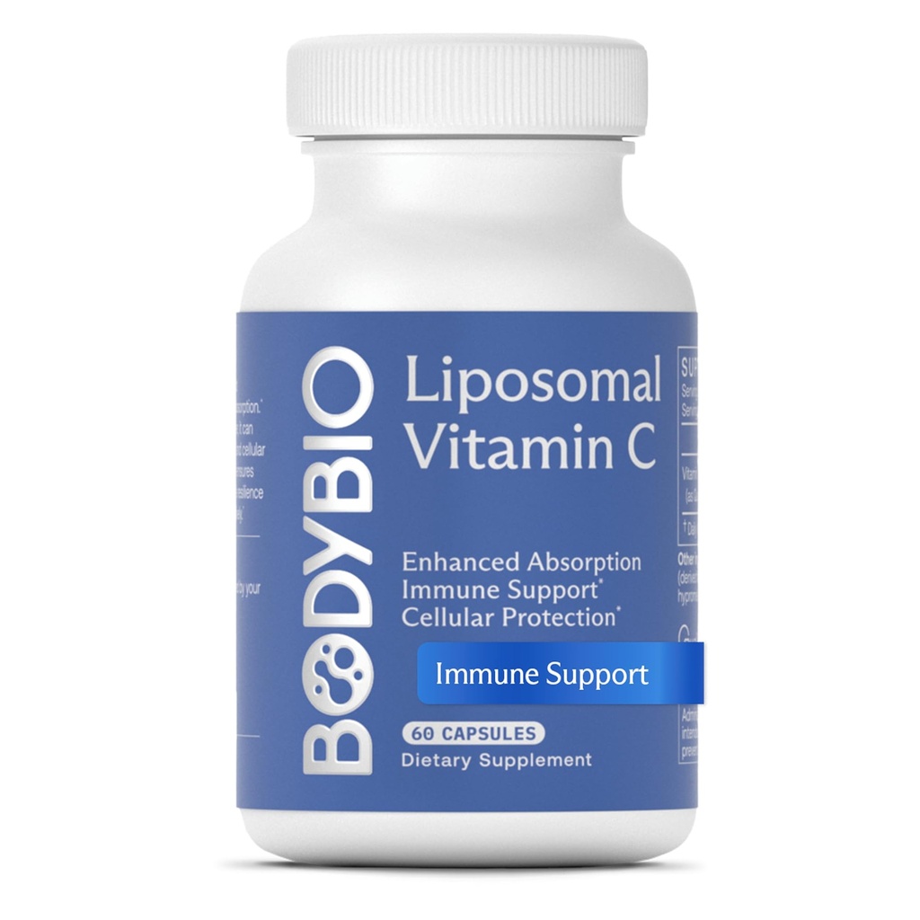 BodyBio Liposomal Vitamin C - Kraftfull antioxidant för immunstöd och cellulär hälsa, ren askorbinsyra med maximal absorption