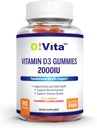 D3-vitamiini Gummies 2000IU, 90 ei-GMO, Vegan, ja kolme herkullisesti maustettu Gummies, 45 päivän toimitus
