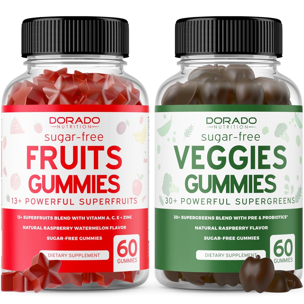 Frukt och Veggies Supplement (120 Gummies) - Premium Sugar-Free Superfood Super Green & Fruit Gummies för vuxna - Immunity Support för män och kvinnor - Non GMO, Vegan Safe & Made i USA