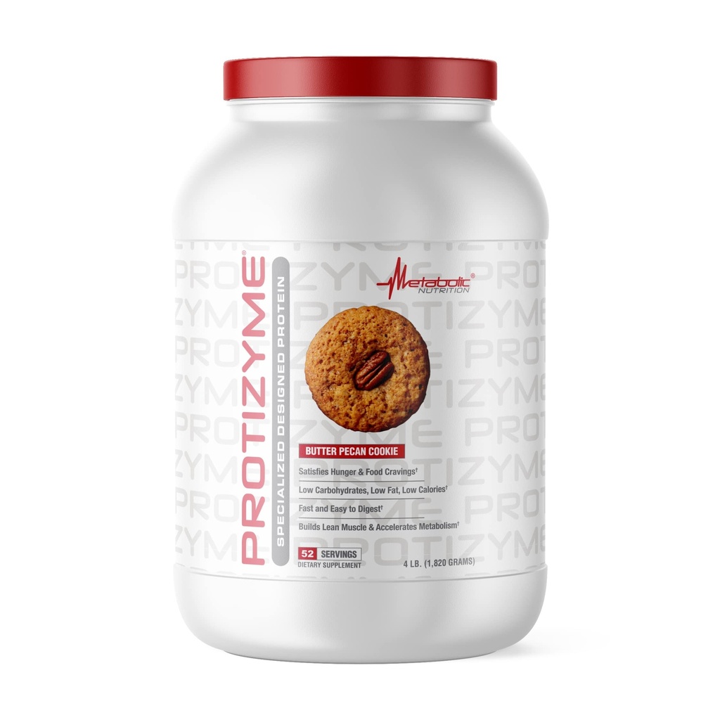 Metabolinen ravitsemus, Protizyme, 100% Whey Protein Powder, High Protein, Low Carb, Low Fat Whey Protein, Dgestive Enzymes, 24 Essential Vitamiineja ja Minerals, 4 punta (52 ser)