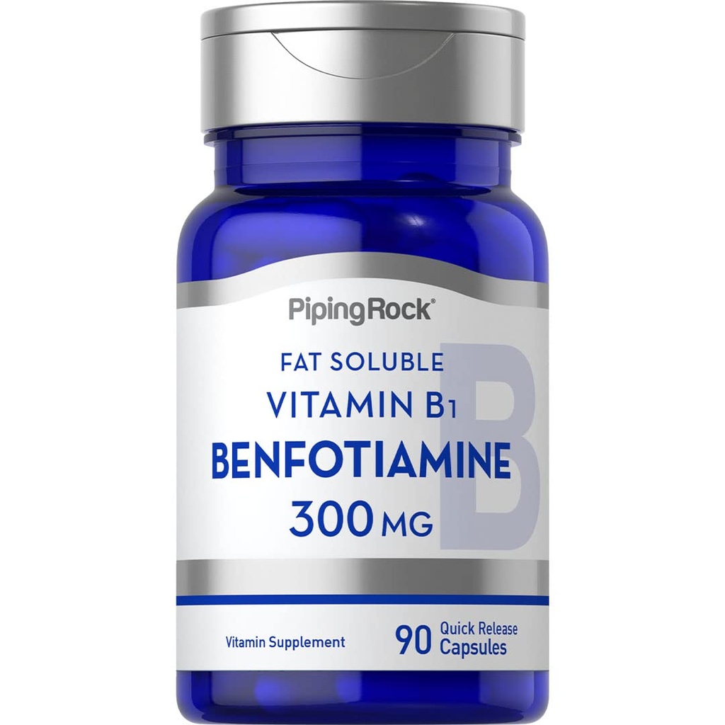 Piping Rock Benfotiamiini 300 mg ... 90 kapselia... Rasvaliukoinen B1-vitamiini...