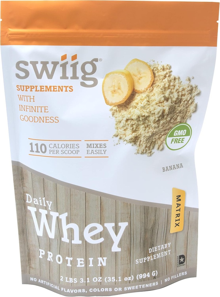 swiig Premium Daily Whey Protein Matrix Banaani 2,2 lb ... 20g Proteiini Gluteeniton ei-GMO Ei Fillers Ei Tekonoitu makuja Lisätty Aminohapot lihasten Recovery Kaikki luonnollinen Formula