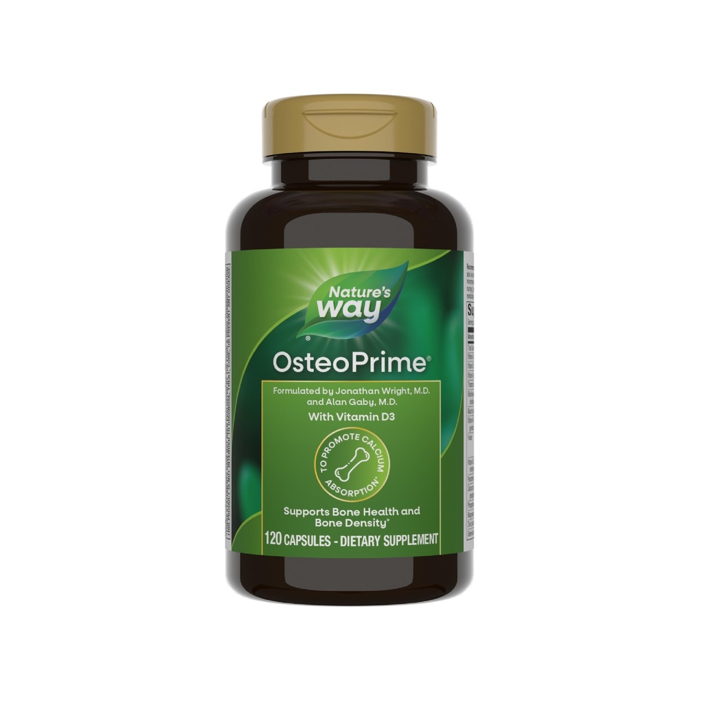Naturens sätt OsteoPrime, stöder benhälsa och densitet *, vitamin D3, Gluten Free, 120 vegetariska kapslar (Packaging May Vary)