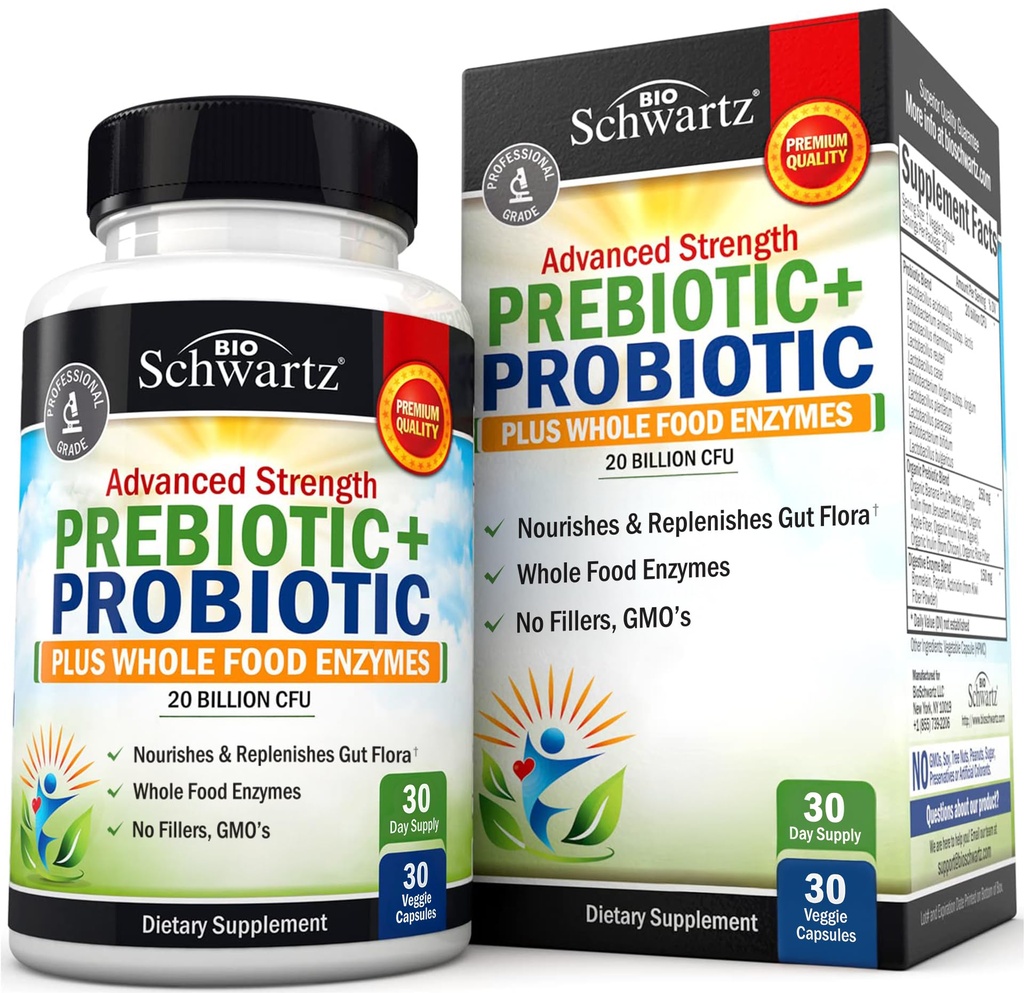 Advanced Prebiootit ja probiootit naisille ja miehille, immuuni, digestiivinen & Gut Health L. Reuteri, inulin Fiber, digestiivinen Entsyymit, ei-GMO, Gluteeniton, Dairy-vapaa, 30 kapselia