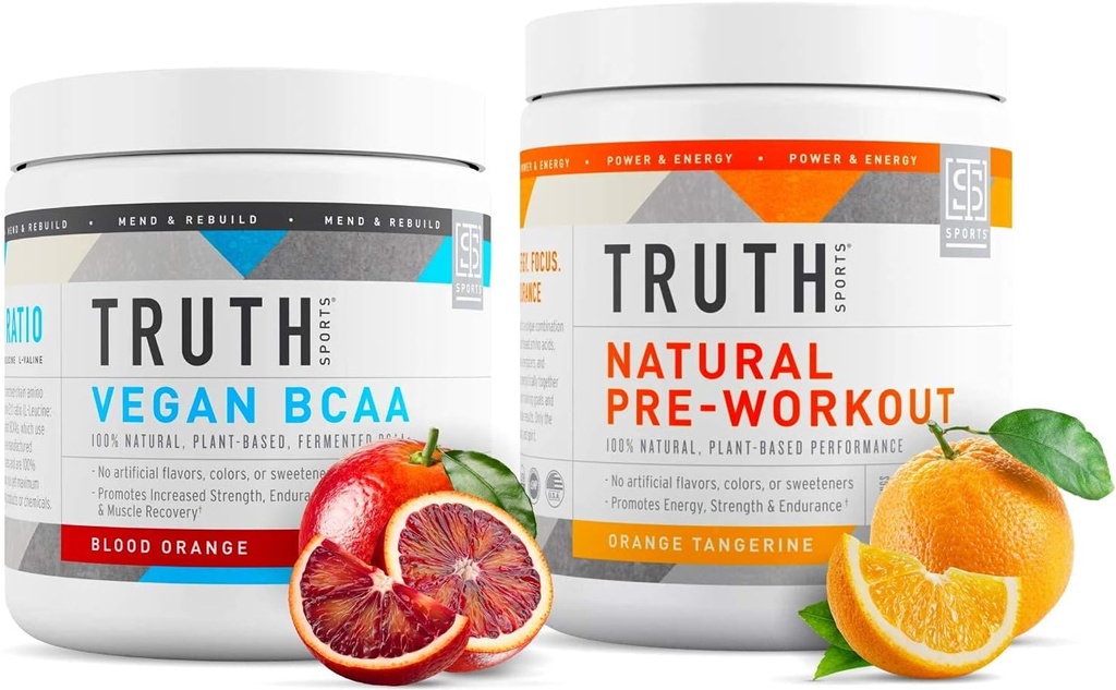 Sanning Nutrition Natural Athlete Workout Stack - Natural Preworkout (Orange Tangerine) + Vegan BCAA (Blood Orange)