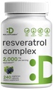 Resveratrol Complex 2000mg, 240 kasviskapselia ... Extra Strength Trans-Resveratrol NAD, Quercetin, Curcumin, Grape Seed & More ...