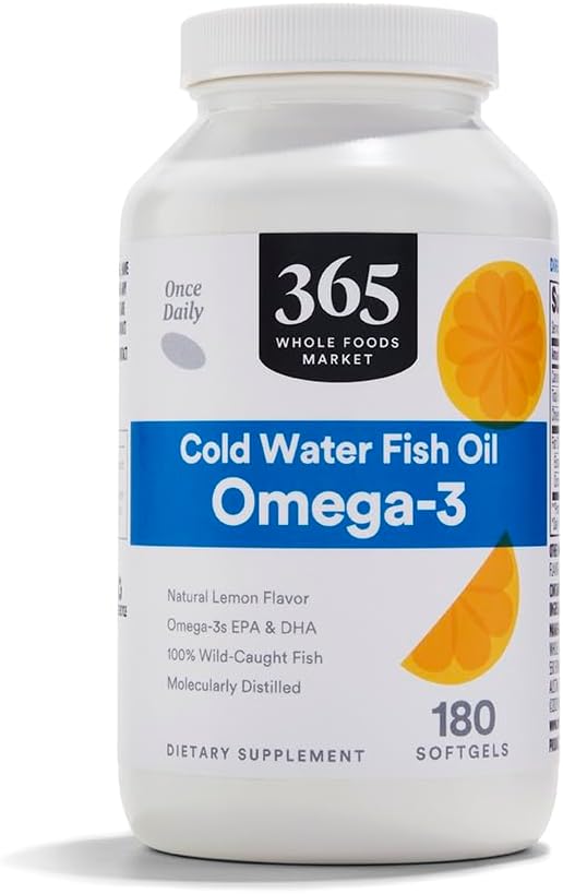 365 av Whole Foods Market, Omega-3 Lemon, 180 ct