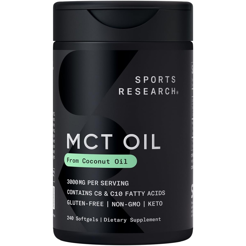 Urheilu Tutkimus Keto MCT öljy pillereitä Coconut Oil Keto Fuel for The Brain & Body - Ei-GMO Varmennettu, soija & Gluteenittomia nesteitä Softgels (240 Count)