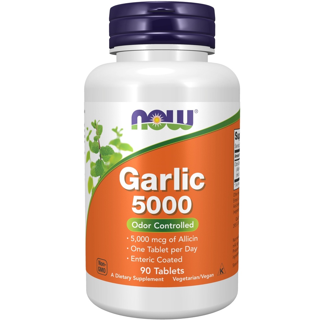 NYT Ruokalisät, valkosipuli 5 000 (Allium sativum), Enteric päällystetty, Odor Controlled, 90 tablettia