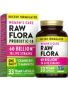 Raw Flora Women's Probiootit . Dr. Formuloitu 60 miljardia PMY + Prebiootit ... Ruoansulatus-, emätin- ja virtsan tuki 33 Vegaanikapselit karpalo & D- mannoosi