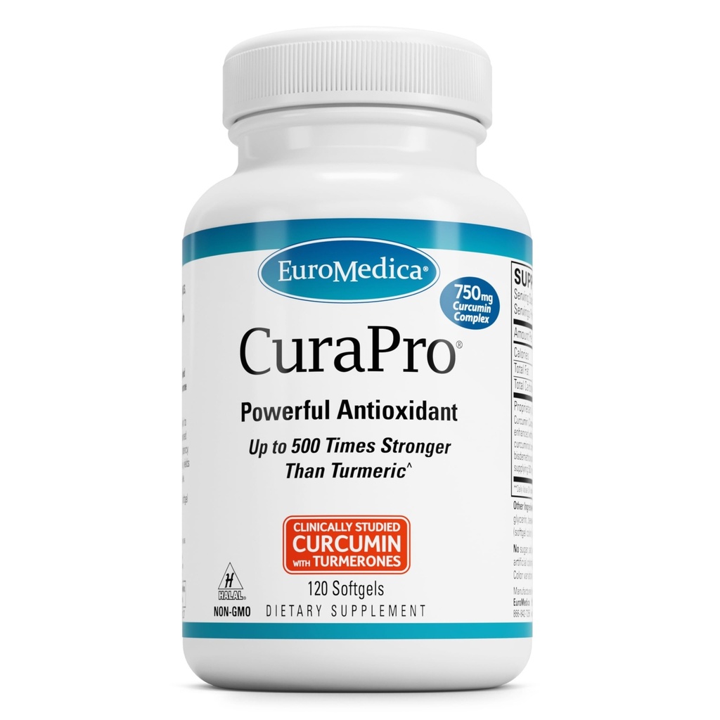 EuroMedica CuraPro - antioksidantti täydentää aivojen ja sydämen terveystuki - ruokavalio täydentää korkea-Potency Curcumin Complex - Munuaisten, maksan ja immuuniterveyden tuki - 120 Softgels