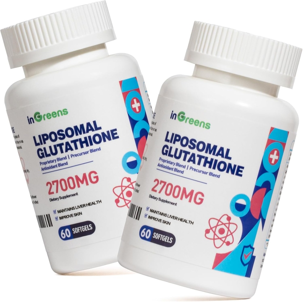 2700 MG Liposomal Glutatione Supplement, Max Imeytyminen, Active Form L Glutatione reduktaasi (GSH), jossa on hyaluronihappoa, Resveratrolia, Tehokasta antioksidanttia, terveysikääntymistä, 120 Softgelia