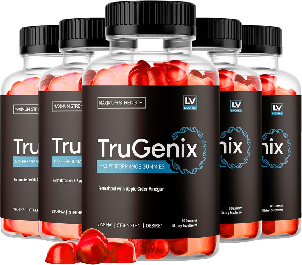 (5 Pack) TruGenix Gummies, TruGenix Gummies för män, Officiella TruGenix Gummies Advanced Formel, TruGenix ACV Gummies, TruGenix Support Supplement Gummies, Premium Formel, 300 Gummies för 5 månader