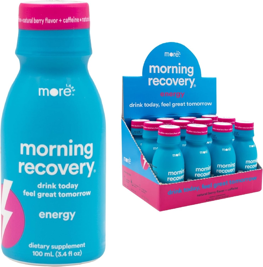 Aamu Recovery, Electrolyytti energialla, Milk Thistle Drink Omistusmuoto Hydrate Vaikka juominen, erittäin liukoinen neste DHM, Non GMO, Vegaani, Gluteeniton, Berry, pakkaus 12