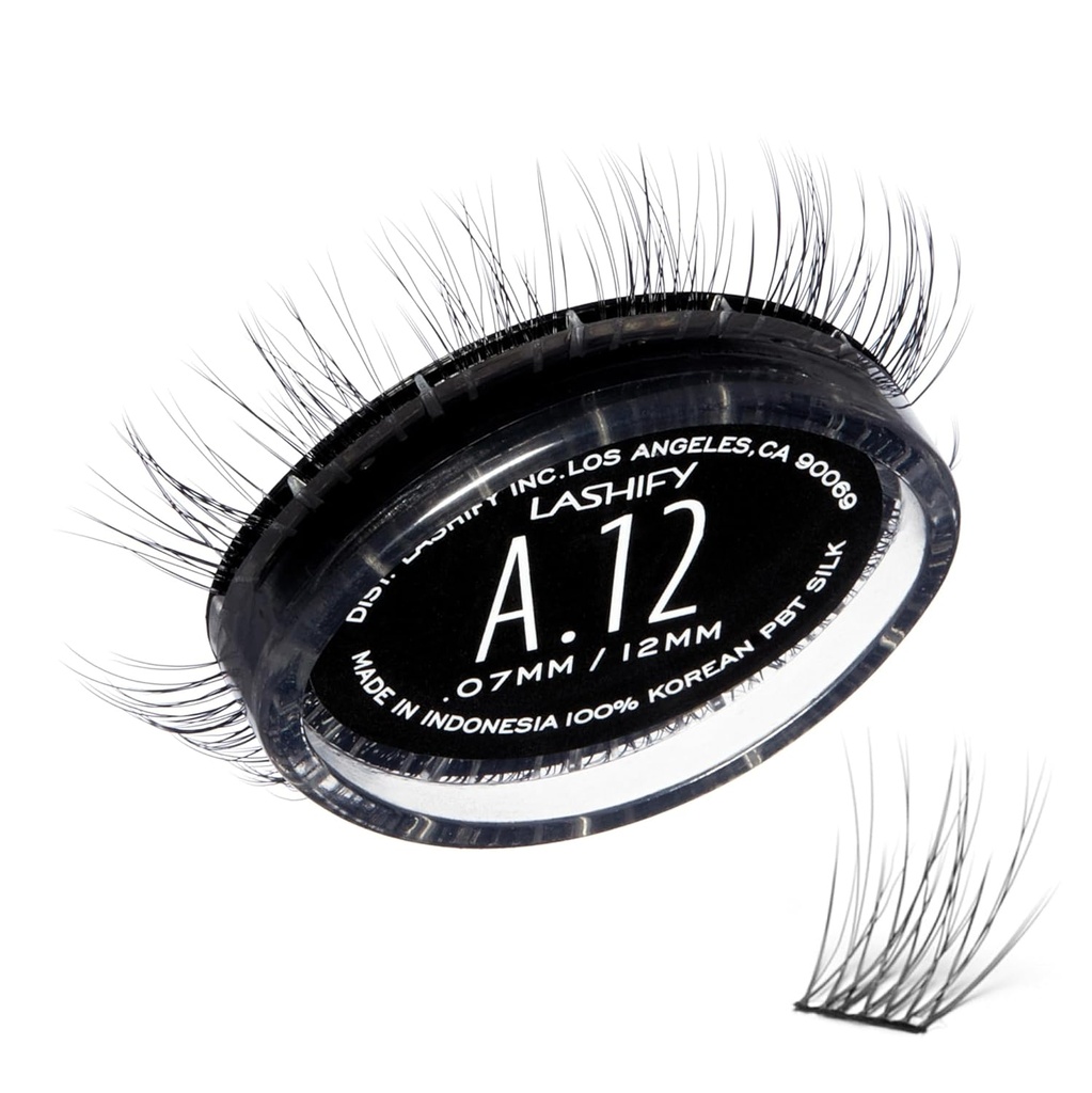 Lashify vahvistin 12mm GossamerDIY silmäripsien laajennukset uudelleentäyttö, musta, helppo vääriä silmäripsiä luonnollinen ulkonäkö