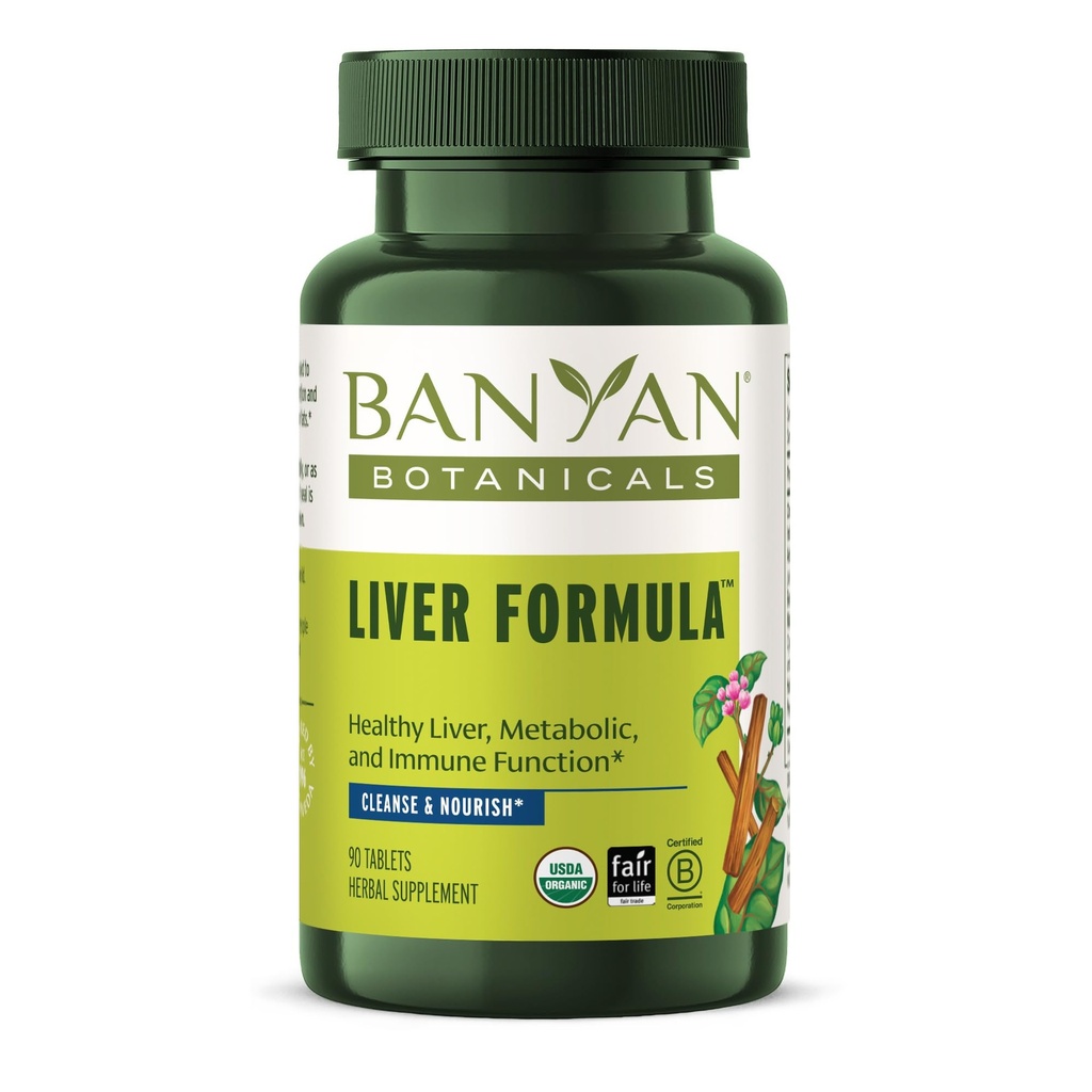 Banyan Botanicals Liver Formula - USDA Organic, 90 tablettia - Cleansing Bitter Yrtit poistaa maksan ja sappirakon