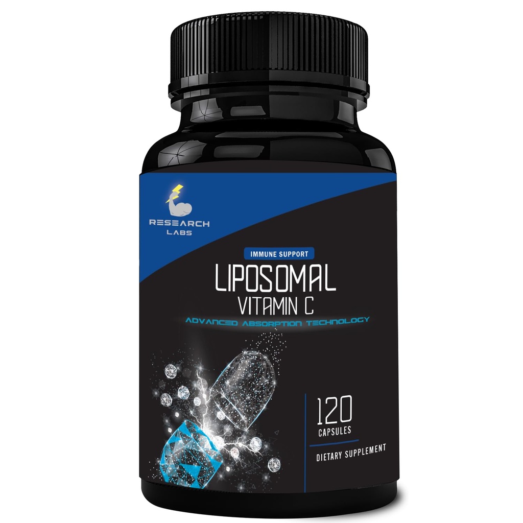 Tutkimuslaboratoriot Liposomaalinen C-vitamiinin täydennysosa w/Enhanced Imeytyminen LipoQuil- CTM ... 120 kapselia Immunosupport Collagen Booster... Suuri annos rasvaa Liukoinen Vita C 1000 mg puskuroitu ei- GMO, vegaaniset pillerit