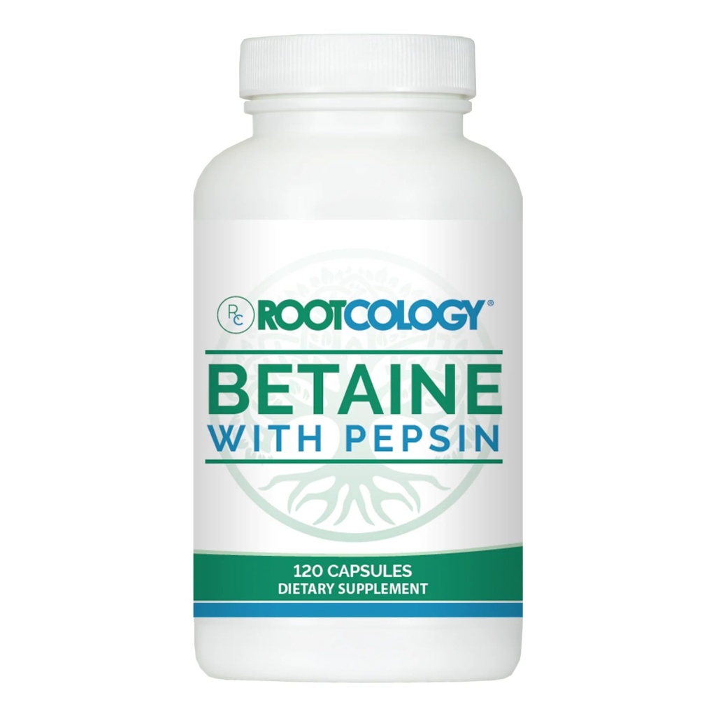 Rootcology av Dr Izabella Wentz | Betaine med Pepsin | 750mg Betaine HCl med 50mg Pepsin för Digestion Support | 120 kapslar
