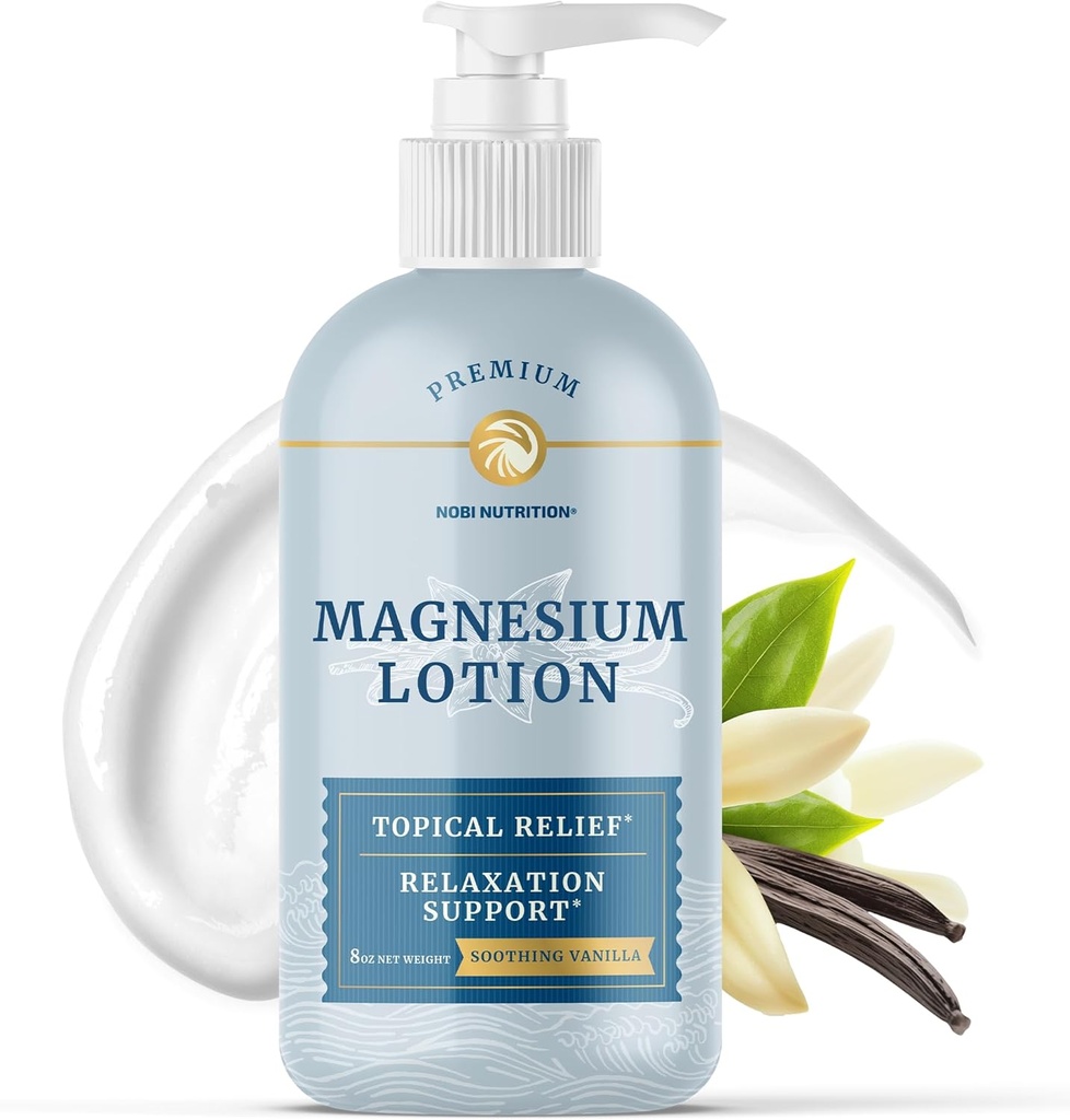 Magnesium Lotion för att lindra muskelkramper & ömhet | Kalmning & Återhämtning Support, Muskelavslappning | Topisk Magnesium Cream för Leg kramper | Maximal Absorption | med Shea Butter | 8 fl oz.