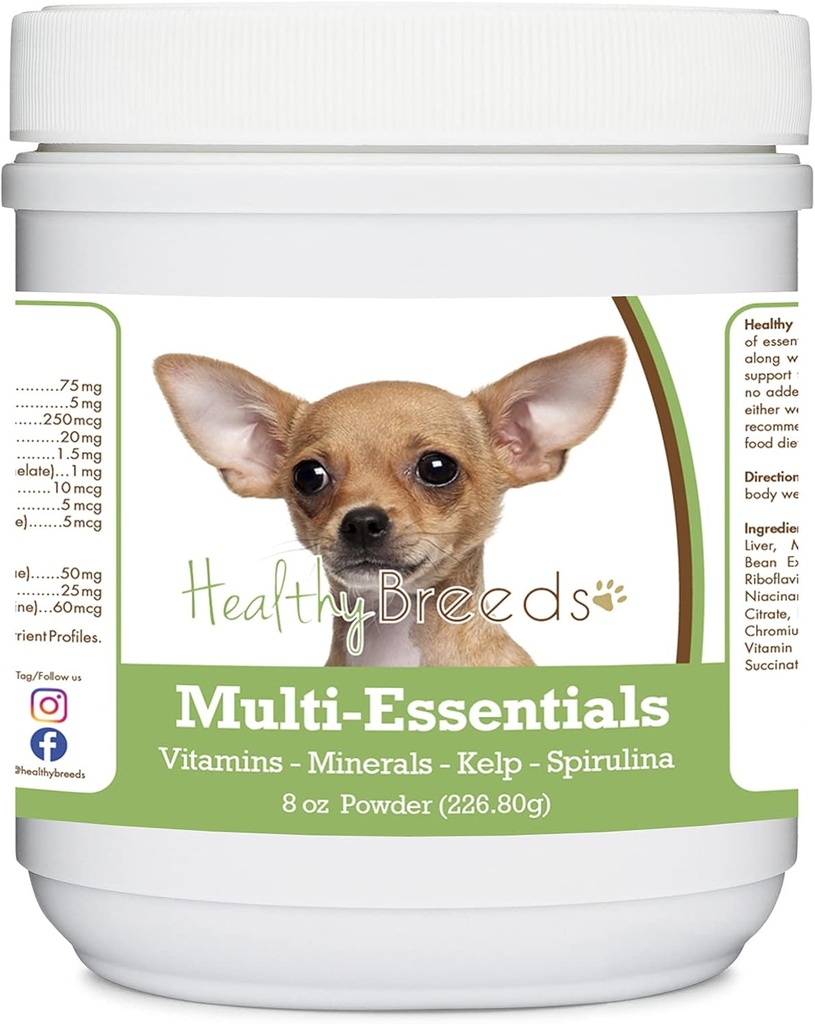 Terveet rodut Chihuahua Multi-Essentials Powder for Dogs - ihanteellinen täydentää vitamiineja, kivennäisaineita ja antioksidantteja koirallesi - 8 oz