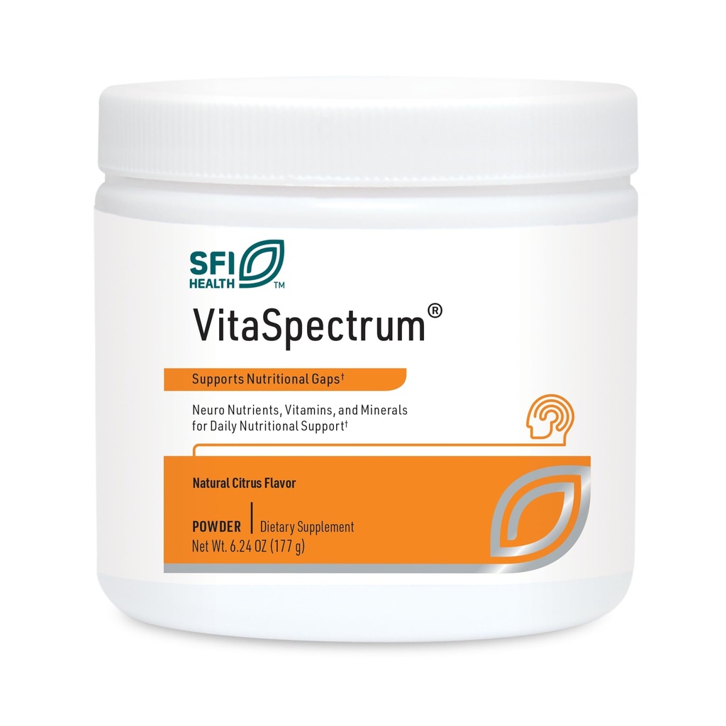 Klaire Labs SFI Health VitaSpectrum Powder för barn - Dagliga barns multivitamin / mineral med 23 viktiga näringsämnen - Citrus smak - Ingen koppar, järn, gluten eller Casein (30 portioner, 171 gram)