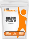 BulkSupplements.com Niacin Powder - B3-vitamiinin täydentää, Niacin 500mg - Niacin Flush, Niacin Flushing - Gluteeniton, 500 mg Niacin per Serving, 5kg (11 lbs) (Pack of 5)