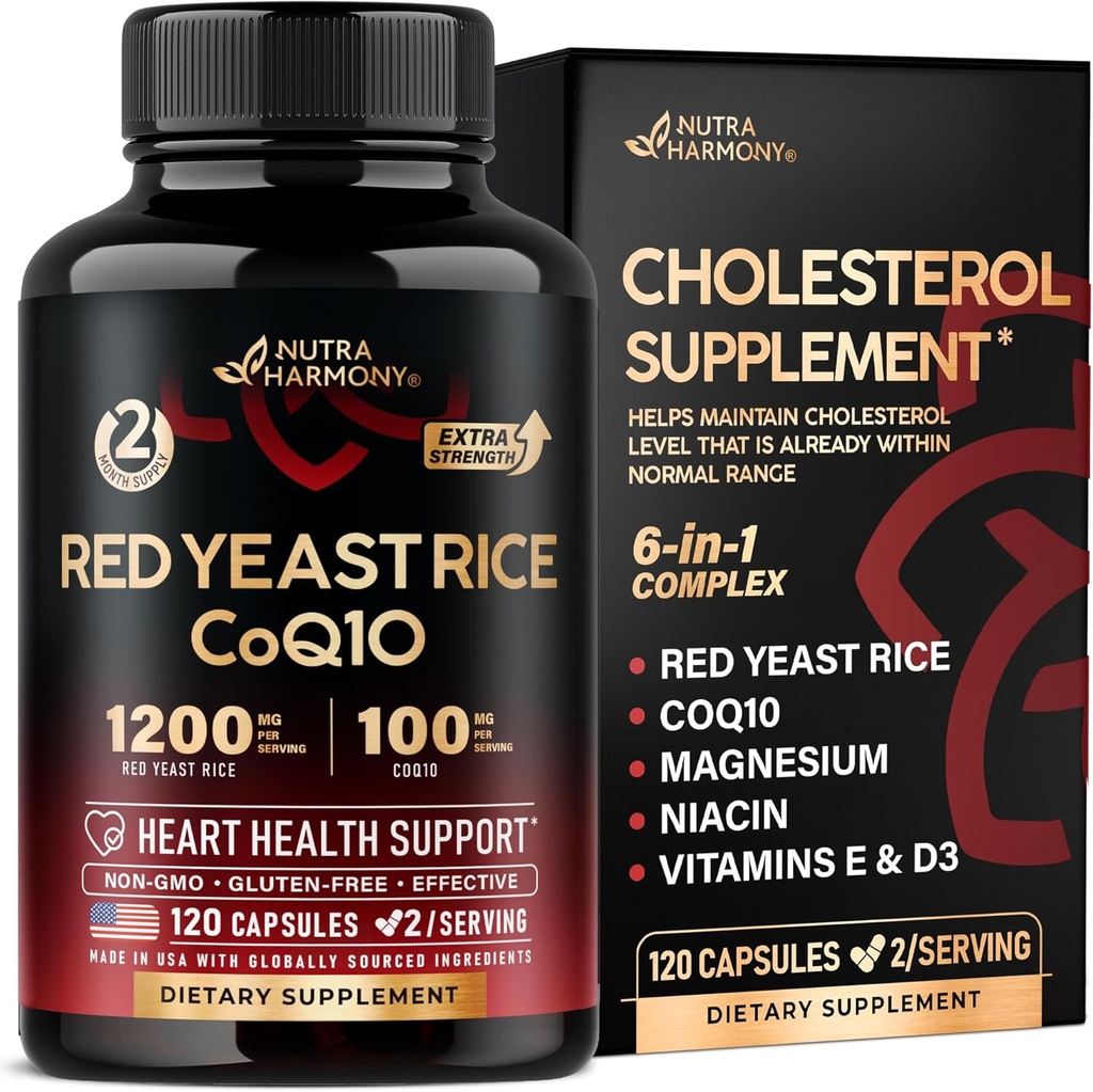 Red Yeast Rice 1200 mg CoQ10 100 mg - kanssa magnesiumia ...