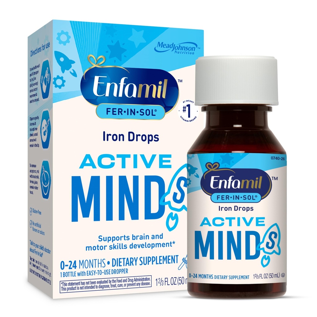 Enfamiili fer-in-sooli rauta Supplement Drops for Infants & Toddlers, tukee aivojen kehitystä, 50 ml Dropper pullo