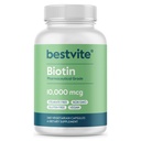 BESTVITE Biotin 10 000 mcg (240 kasvissyöjän kapselia) - Ei stearaattia - Ei dikalsiumfosfaattia - Ei keinotekoisia makeuttajia - Ei makuja - ei virtausta aiheuttavia aineita - Vegan - Ei muuntogeenisiä organismeja - Gluteeniton