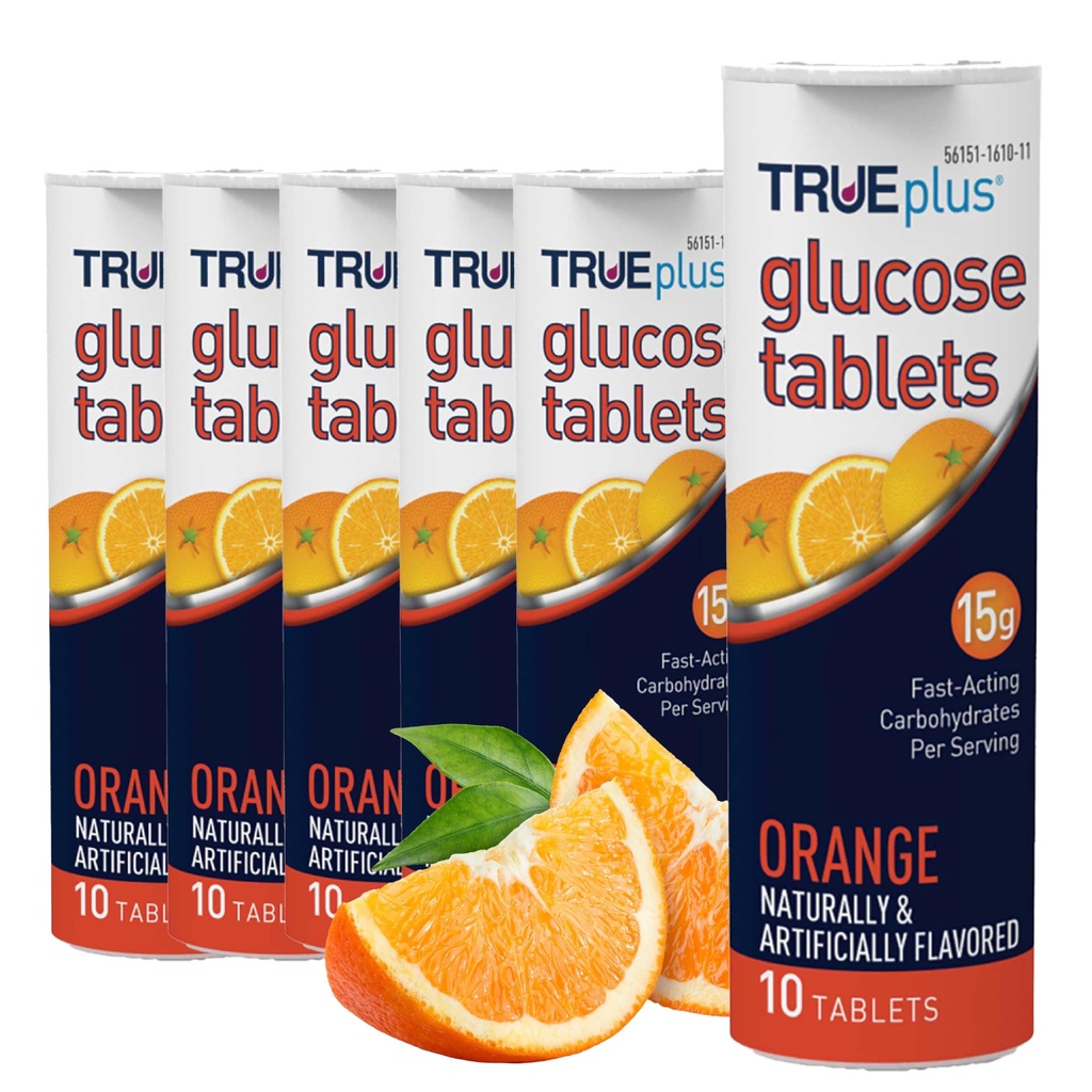 TRUEplus Glucose tabletter, Orange smak - 6X 10ct Tubes