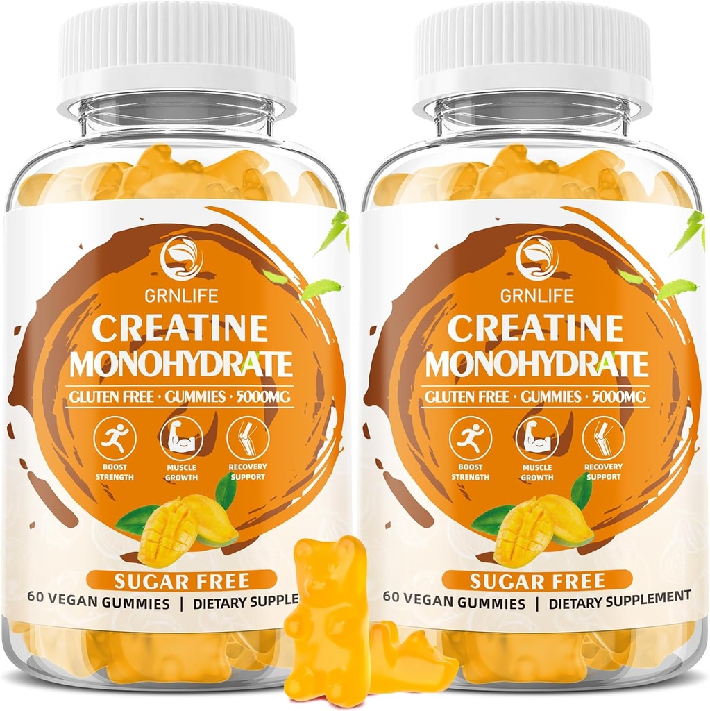 Kreatiini Monohydraatti Miehet ja naiset, purukumi Creatiini Monohydraatti lihasten vahvuus, lihasten rakentaja, energia Boost, sokeriton, vegaaninen, mango maku 120