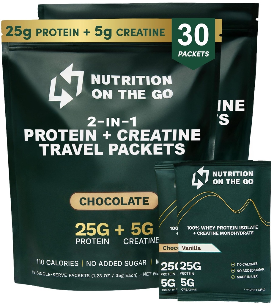 Nutrition On the Go Whey Protein Isolate Packets Creatiini 25g Protein + 5g Creatiini ...