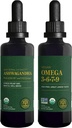Global Healing Center Ashwagandha & Omega 3 6 7 9 Kit - Hjälper med nervositet, hjärnhälsa, hjärthälsa och ögonhälsa