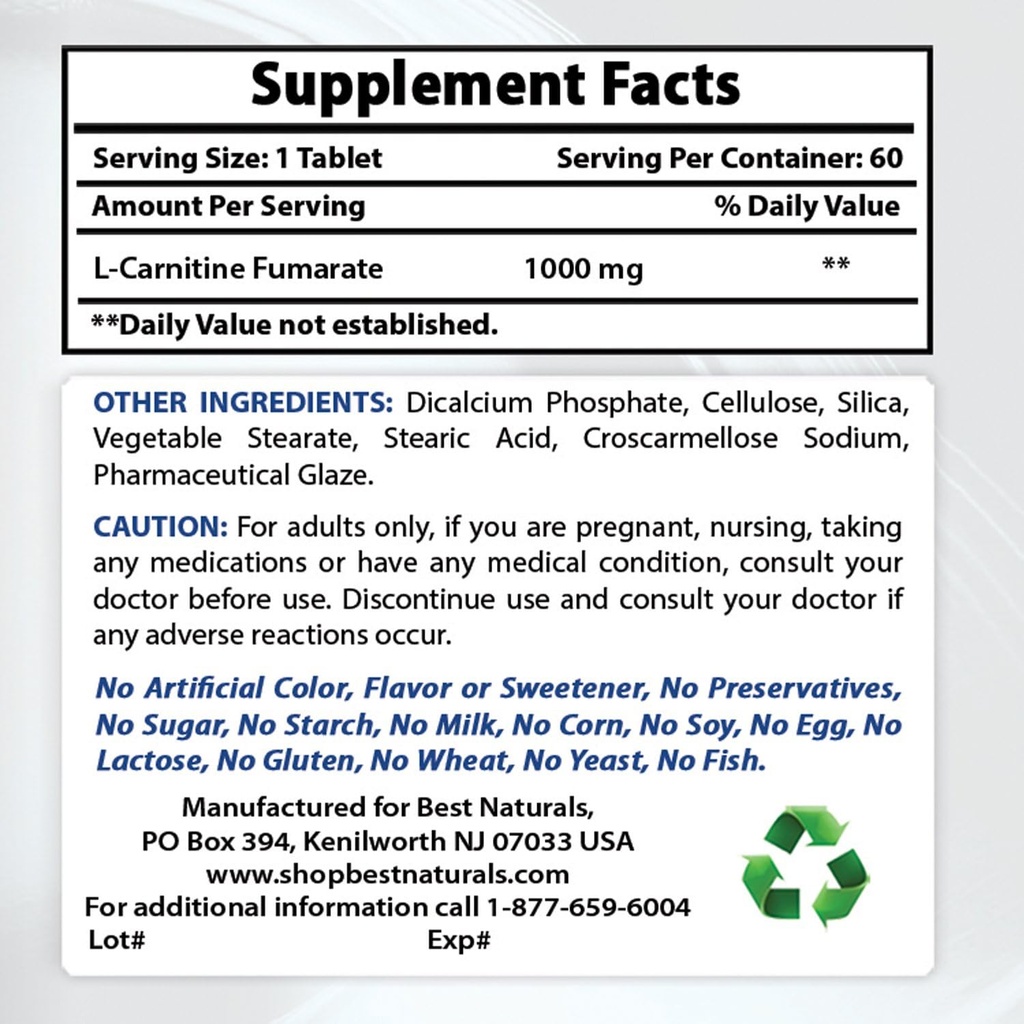 Best Naturals L-karnitiini 1000 mg & L-glutamiini 1000 mg