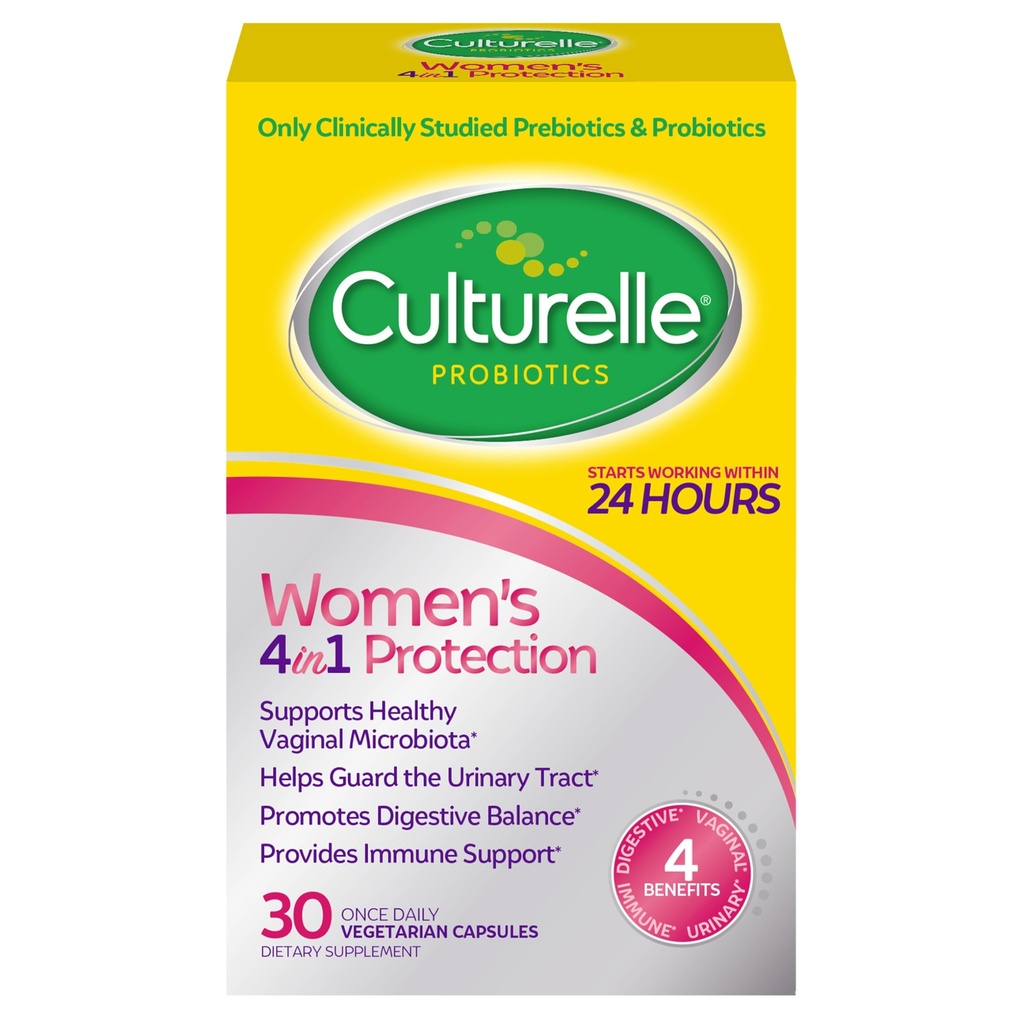 Culturelle Probiootit naisille, joilla on prebiootteja - 4-in-1 emättimelle, digestiiviselle, virtsalle ja immuunille - pH-tasapaino, paisuvalle ja kaasulle - päivittäinen kasvissyöjäkapselit, ei-GMO - 30