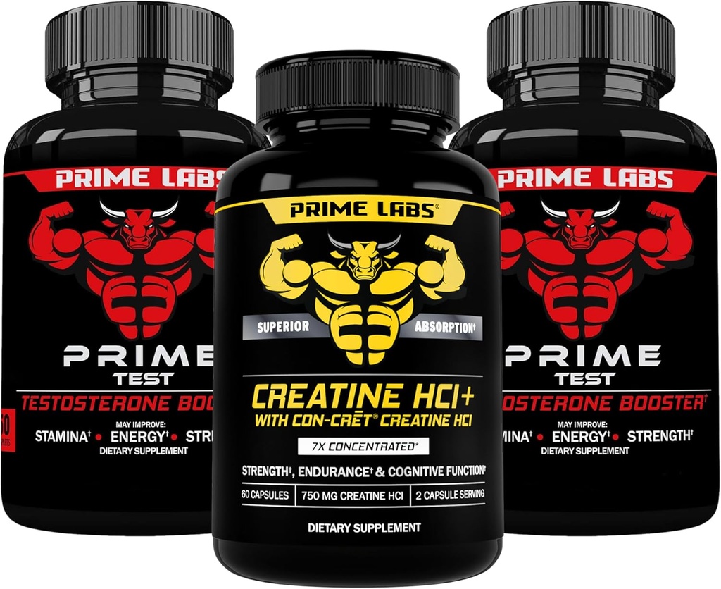 Prime Labs Prime Test (2-Pack) + Creatiini HCl kapselit (60 Count)