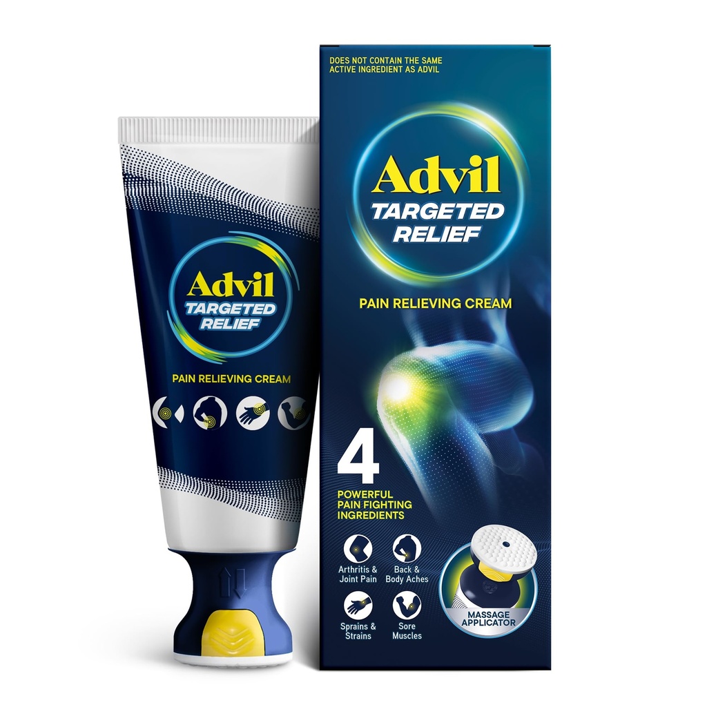 Advil Targeted Response Pain Relieving Cream kanssa hieronta Applicator, Jopa 8 tuntia voimakas helpotus lievän niveltulehduskipu, nivelkipu, alaselkäkipu ja lihaskipu, 2,5 oz