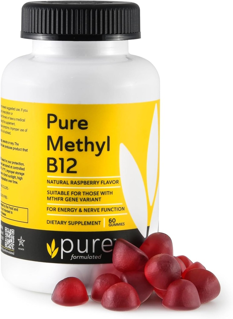 Metyyli B12-vitamiini Gummies - Vegaani B12-vitamiini Metyylicobalamiini Gummies aikuisille & lapsille - purukumi B-12 gummy for Energy & Herme Function 