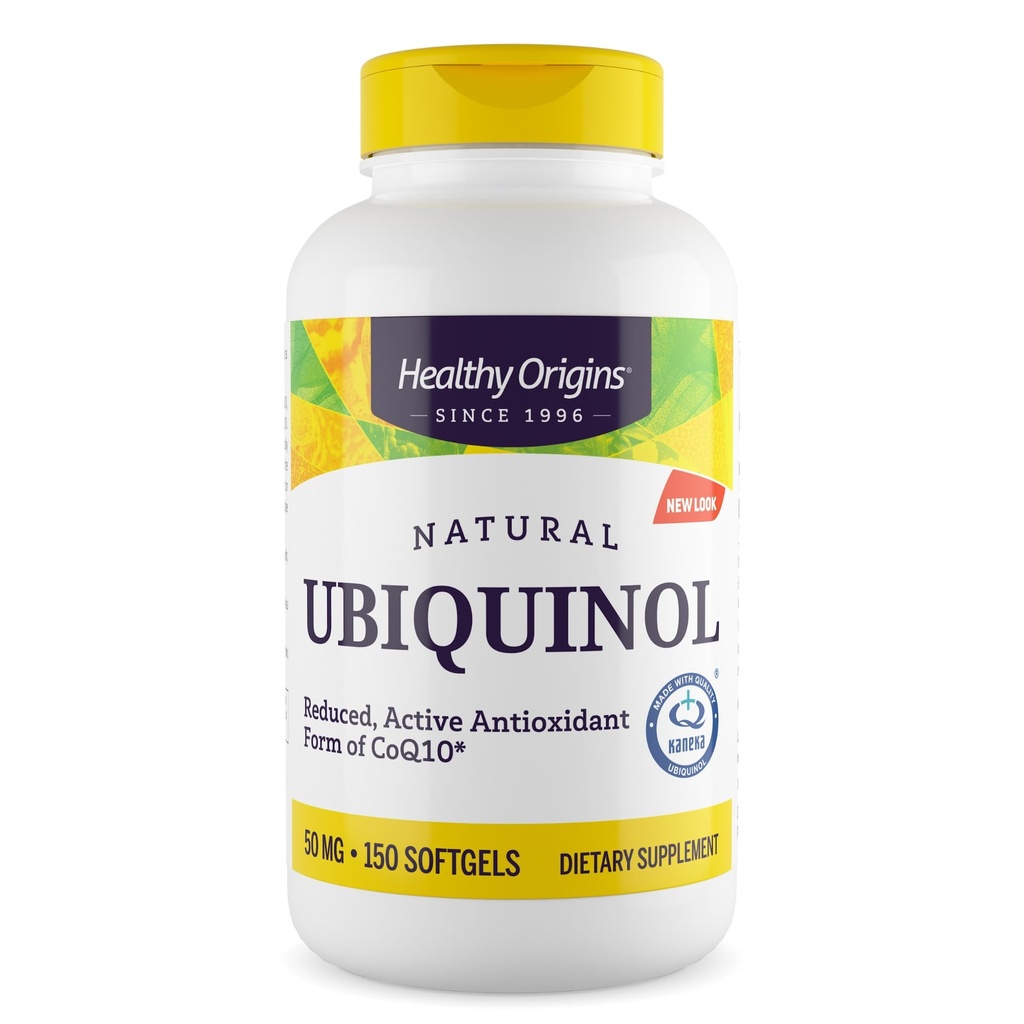 Hälsosamma ursprung Ubiquinol (Active Form of CoQ10), 50 mg - Ubiquinol Supplements for Heart Health & Antioxidant Support - Glutenfri och icke-GMO Supplement - 150 Softgels