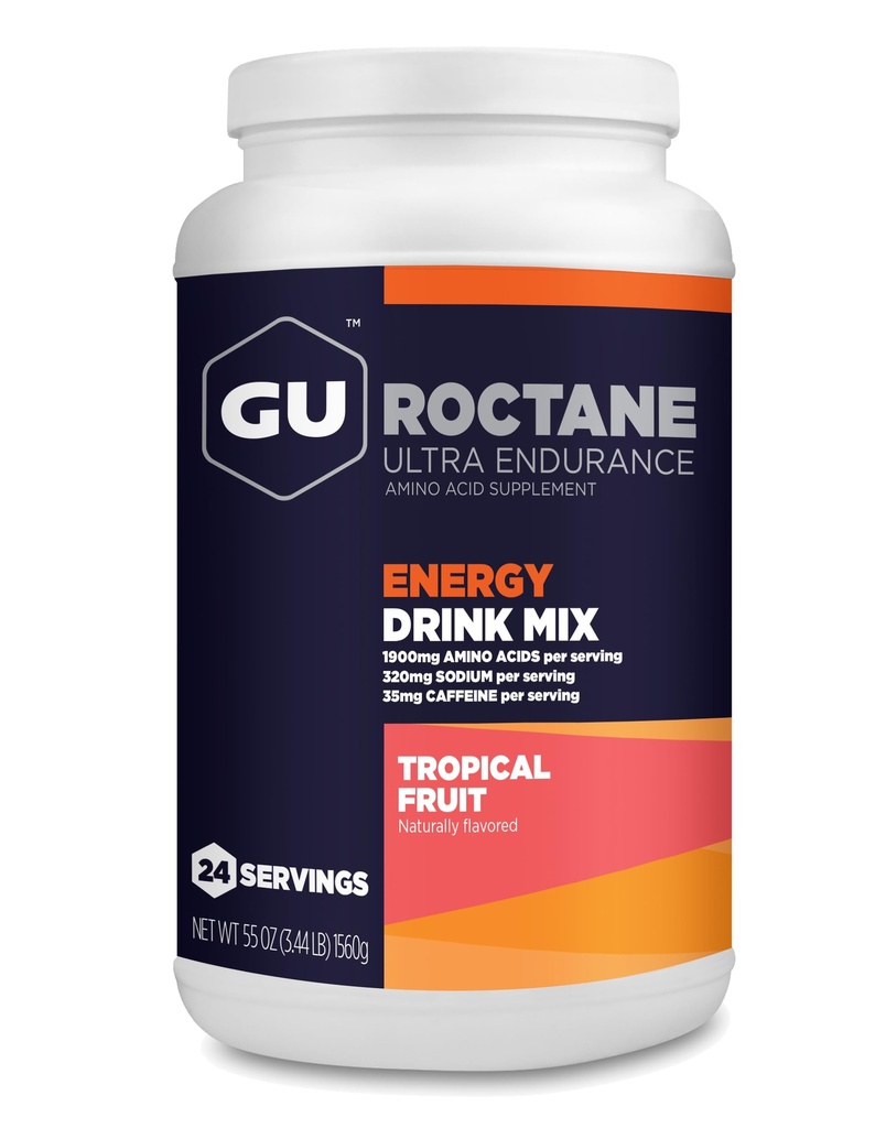 GU Energy Rakennuksen Ultra Endurance Energy Drink Mix, Vegan, Gluteeniton, Kosher, 35 mg kofeiini, ja Dairy-free n-the-Go energia tahansa workout, 3.44-Pound Jar, Tropical Fruit