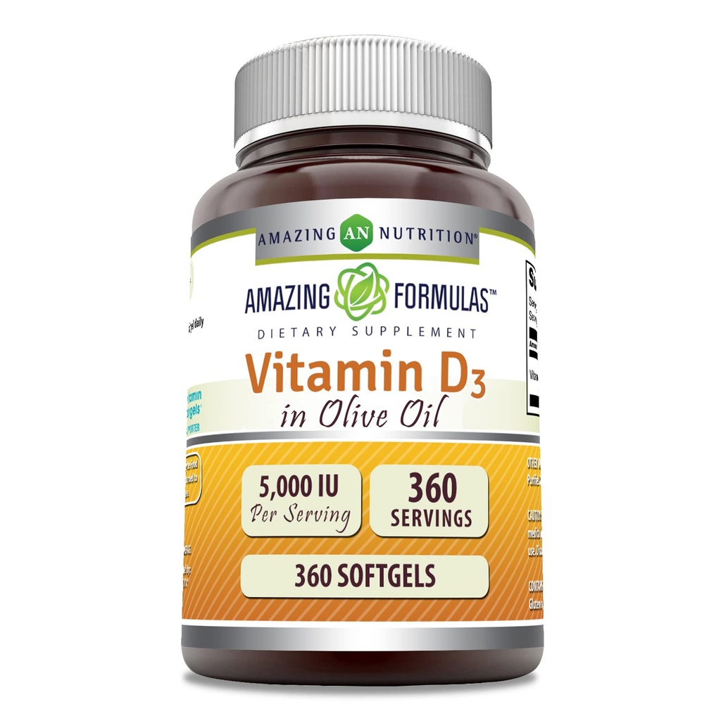 Amazing Formula D3-vitamiini oliiviöljyssä 5000 IU täydennysosa ... Softgels...