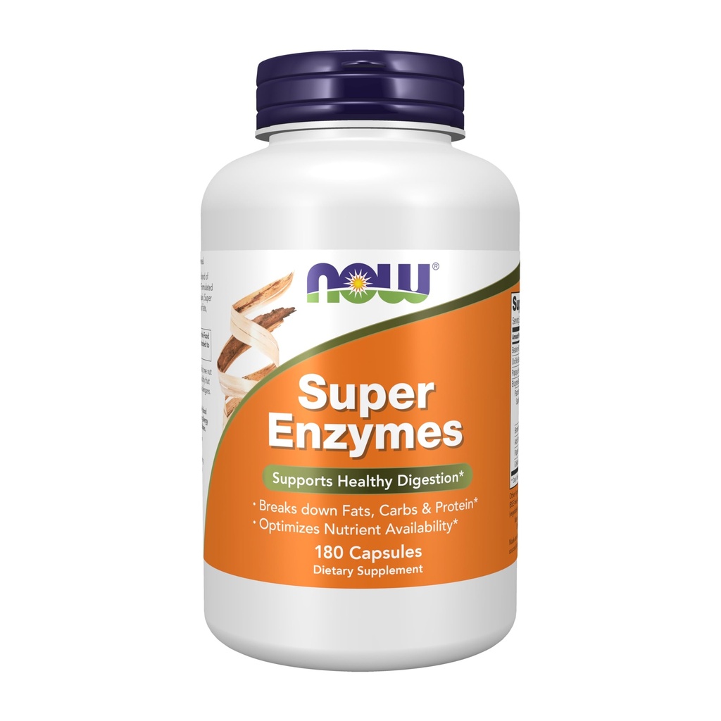 NOW Foods Supplements, Super Enzymes, formulerad med Bromelain, Ox Bile, Pancreatin och Papain,180 kapslar