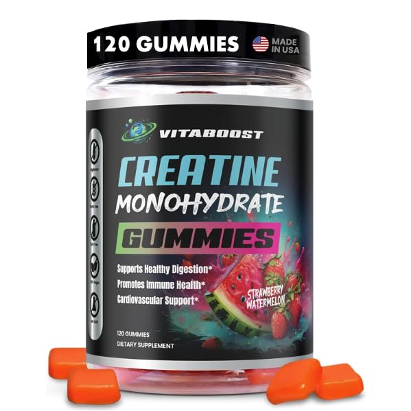 Creatiini Gummies 5g- Luonnollinen Creatiini Monohydraatti miehille & naisille- herkullinen mansikka Vesimeloni maku- Boost vahvuus, energia & lihasten kasvu-Vegaani pre harjoitus Gummies- valmistettu USA