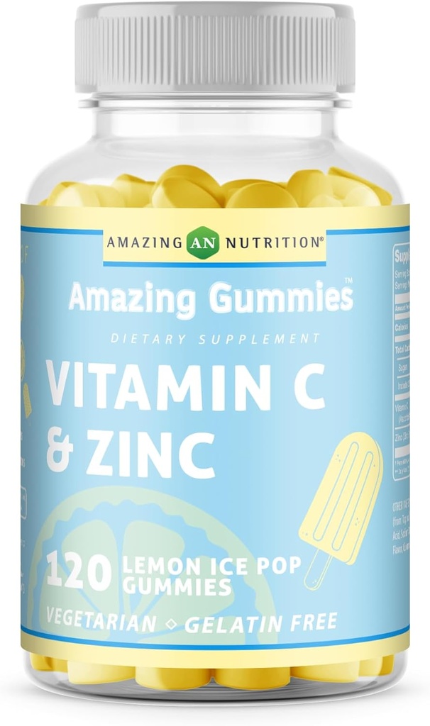 Hämmästyttävä Formula C-vitamiinin sinkki täydentää ... Lemon Ice Pop Flavor 120 Gummies