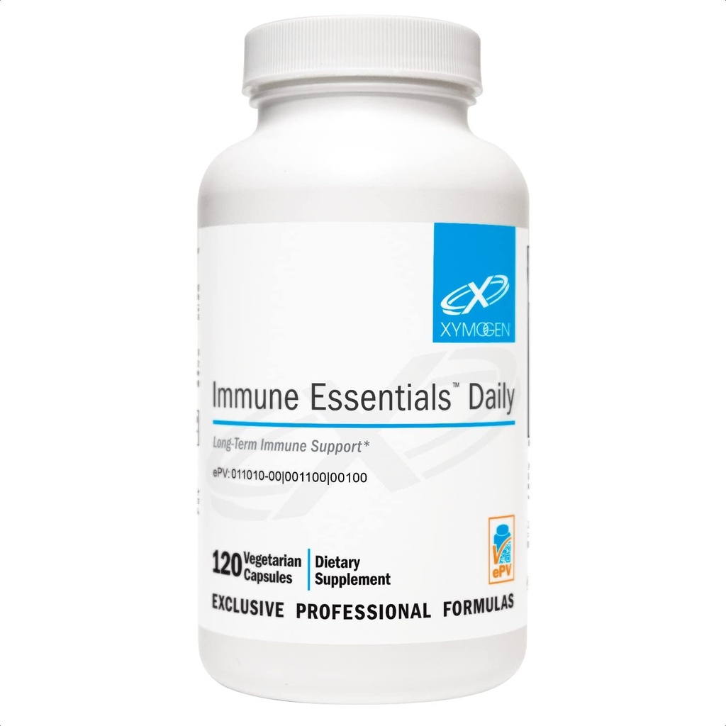 XYMOGEN Immuuni Essentials Päivittäin - Pitkäaikainen immuunituki täydentää C-vitamiini Askorbiinihappo, A-vitamiini ja D3, N Acetyl L Cysteine, Sinkki Chelate, Quercetin (120 kapselia)